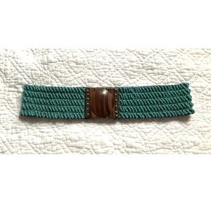 Beaded Stretch Belt with Wooden Clasp
